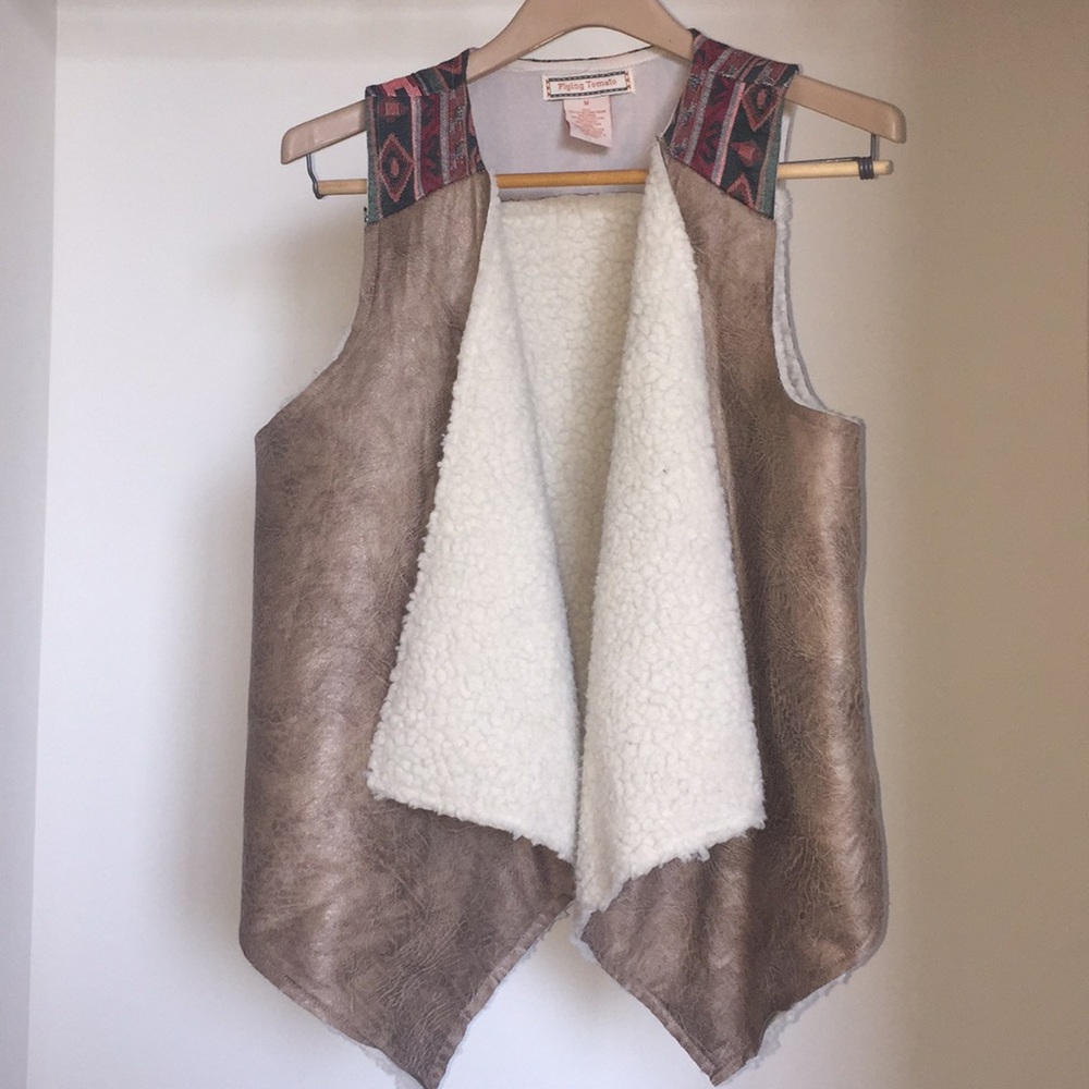 Faux Leather & Sheepskin Boho Vest